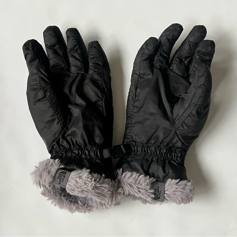 The North Face Mossbud Swirl Fleece Gloves Black Girl's Small Quilted Gorpcore